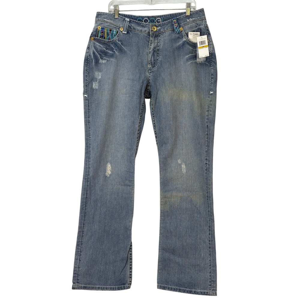 NWT Vtg Coogi Juniors 16 Denim Bootcut Distressed Embellished Pockets Y2K READ